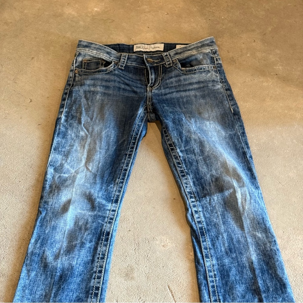 BKE Blue Straight Leg Jeans with Distressed Look - Picture 2 of 11